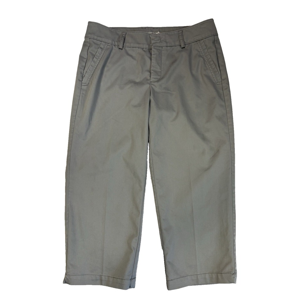 Dockers Women's 8 Gray Capri Pants Golf Athleisure Travel Resort Essential Basic